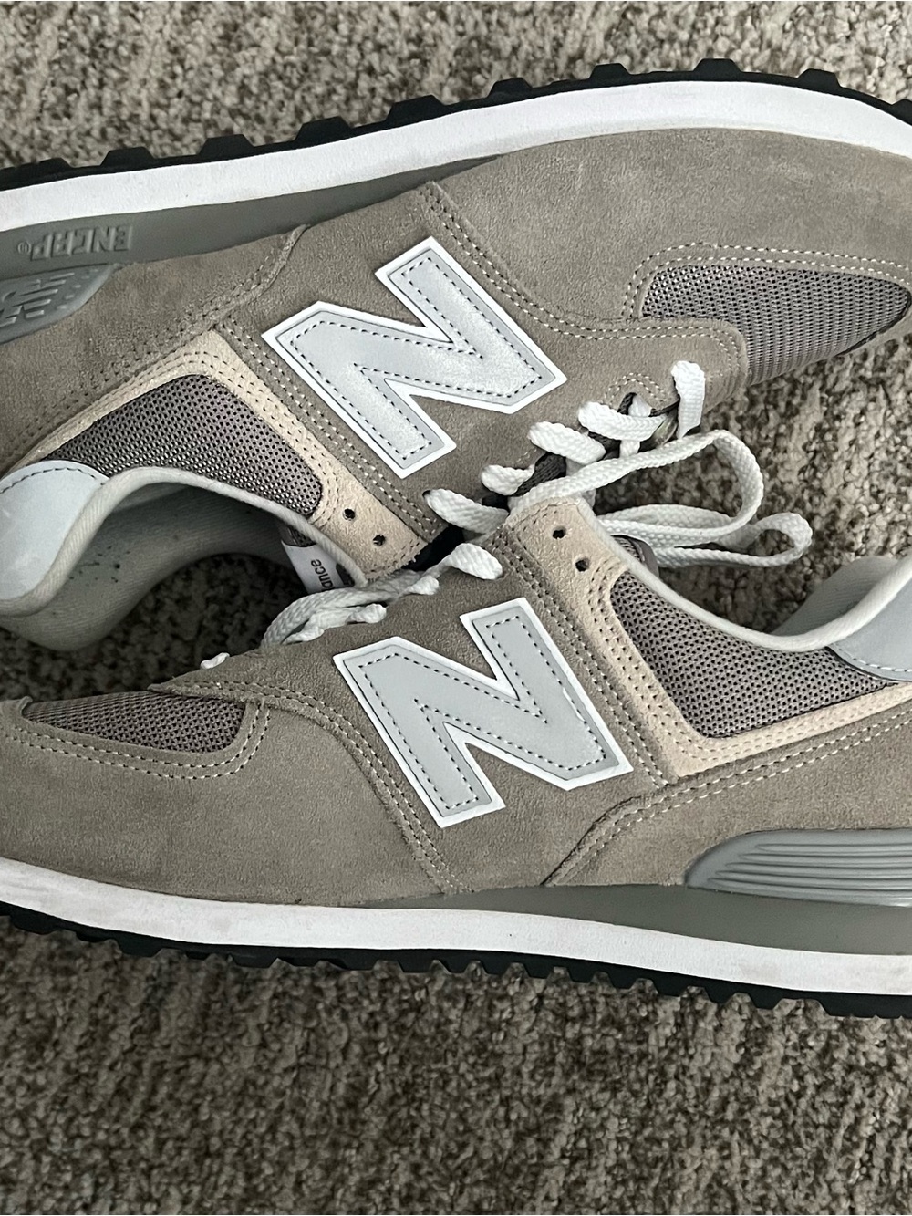 New Balance Men’s Neutral Taupe & White Suede Sneakers